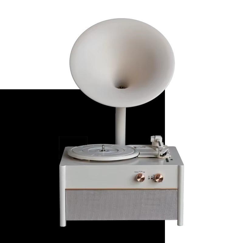 Audio Music Player Pc - Elegancki biały gramofon w stylu vintage,