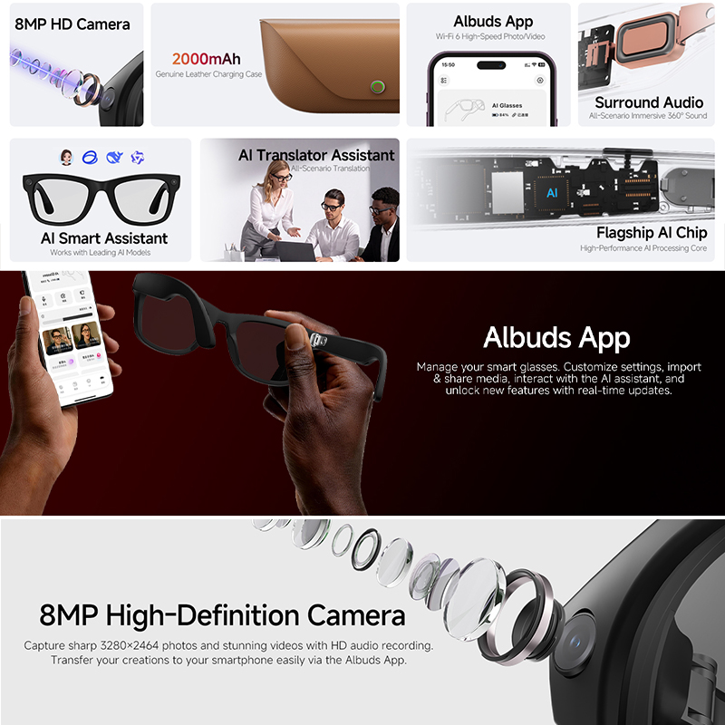 Inteligentne okulary AI 2026 z – Audio Music Arabic recenzja i cena